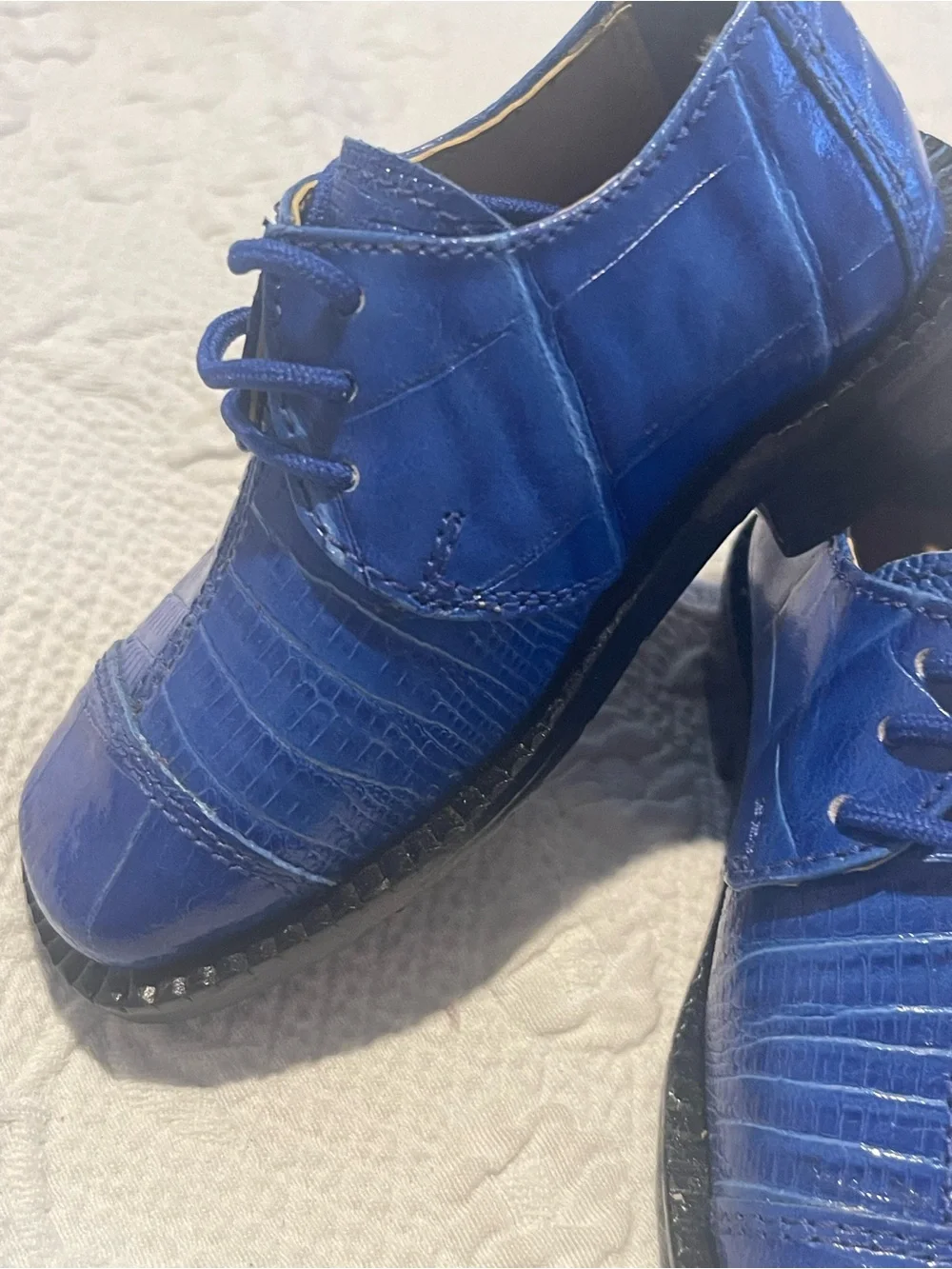 Gliders Toddlers Size 6 Royal Blue Leather Lace up Lace-Up Dress Shoes
